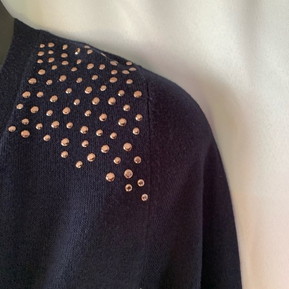Blue studded cozy soft Lagen look cardigan, career work sweater Small - Picture 10 of 13